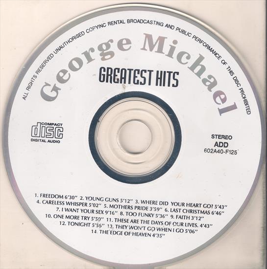 George Michael - Greatest Hits CD, 1995 - płyta.jpg